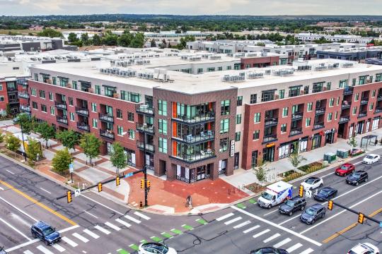 Aerial of RÊVE Boulder at 3000 Pearl Parkway