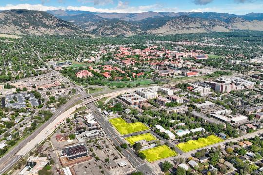 An aerial Image of the lots for sale along Baseline