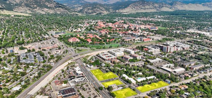 An aerial Image of the lots for sale along Baseline